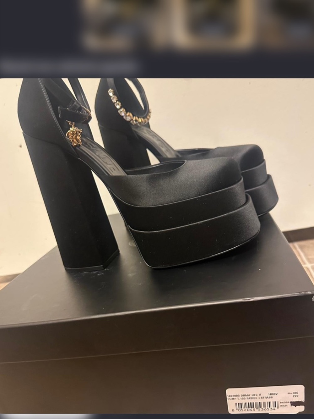 Black Platform Block Versace Pumps
